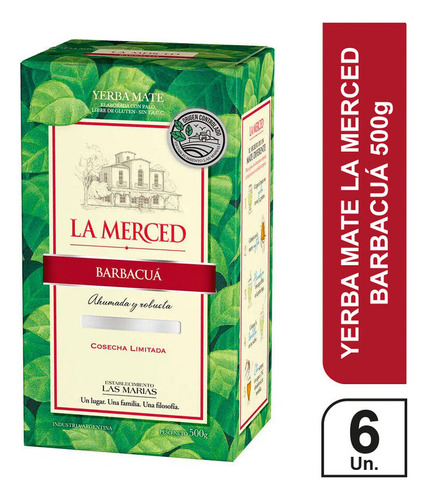 Yerba Mate La Merced Barbacua Origen Controlado X 500 Gr X6