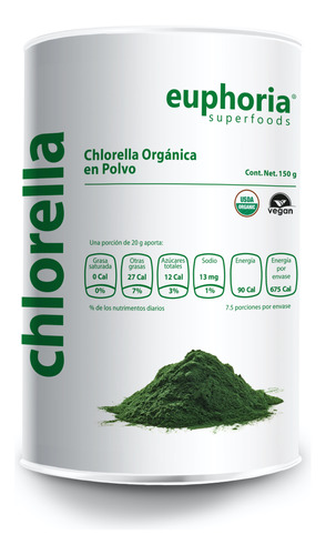 Chlorella Orgánico 150g Euphoria Superfoods Envío Gratis