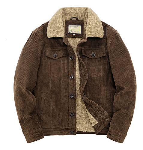 Jaqueta Masculina De Inverno De Algodão Com Forro De Lã E La
