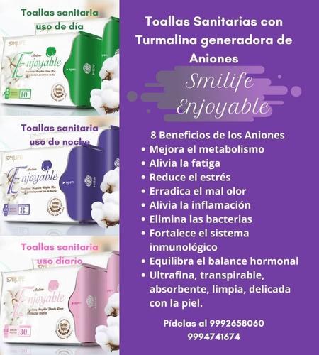 6 X Toallas Femeninas Con Anión Y Turmalina Hgw Noche