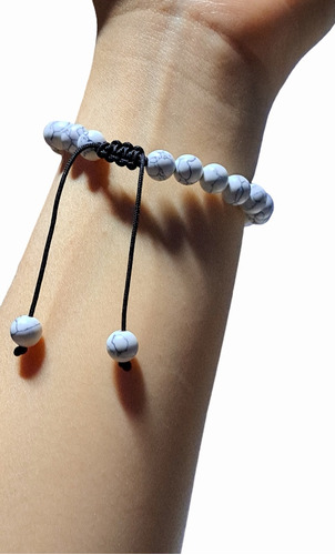 Pulsera De Piedra Natural Howlita Blanca + Packaging 