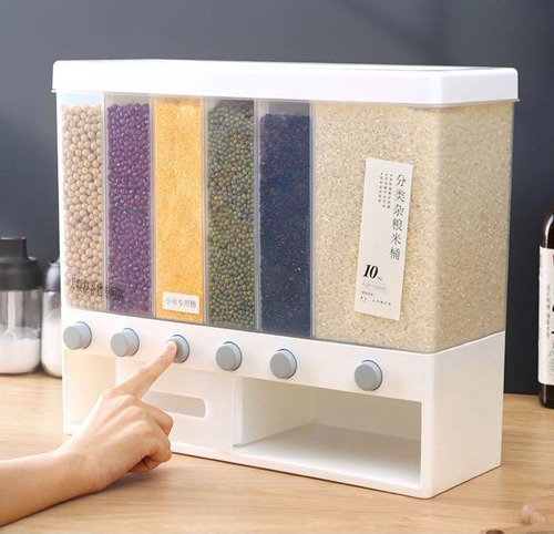 Dispensador De Cereales Pared Mesa 6 Espacios Granos Arroz