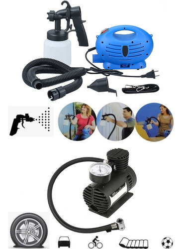 Kit Revolver Gatilho De Pintura Tinta Bomba Ar Encher Pneu