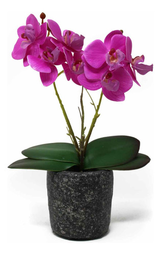 Orquidea Artificial Fucsia Con Maceta 26cm