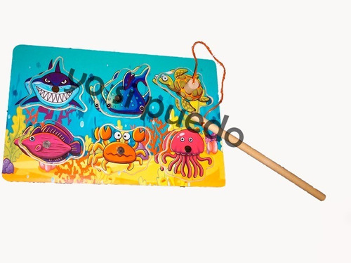 Encastre Juego De Pesca  Madera Motricidad Montessori