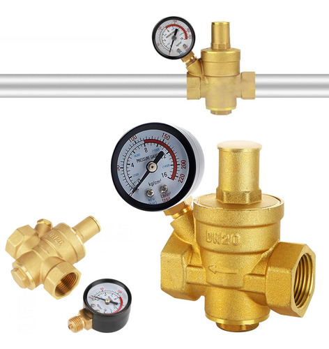 Valvula Reductora Presion De Agua 3/4 Dn20 Com Manometro