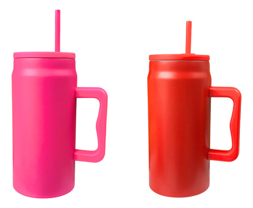 15 Termo 50oz Vaso Con Asa Y Tapa Popote Colores Mayoreo Surtido