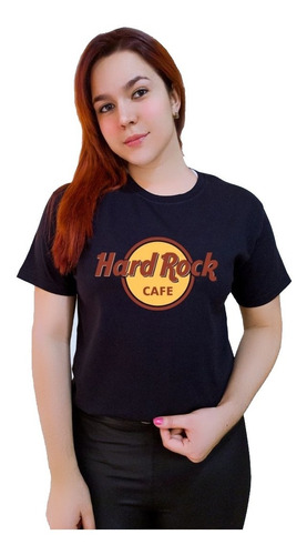 Polera Dama Estampada 100%algodon Letra Hard Rock Café