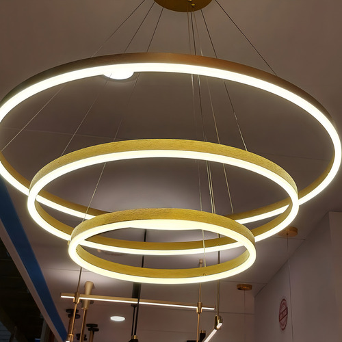 Gmh Luminária Lustre Pendente Teto Led 3 Aneis Arcos Argolas 80cm 60cm 40cm Sala Quarto Recepção Hall Pé Direito Alto Duplo 4 Metros Regulagem Cabo Grande Cor Branco Moderna 113w 127/220V
