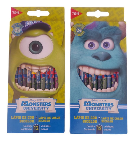 Kit Lápis De Cor Monsters University Ponta Dupla 12