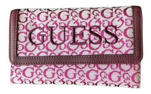 Billetera Mujer Guess Rosa Y Blanco Original