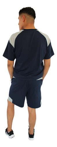 Short Azul Con Jaspe Para Caballero