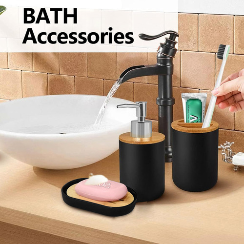 Set De Baño Con Dispensador De Jabón Para Manos Y Cepillo De