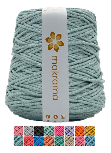 Makrama Cordón Algodón Macramé Hilaza 4mm Color Verde Pálido