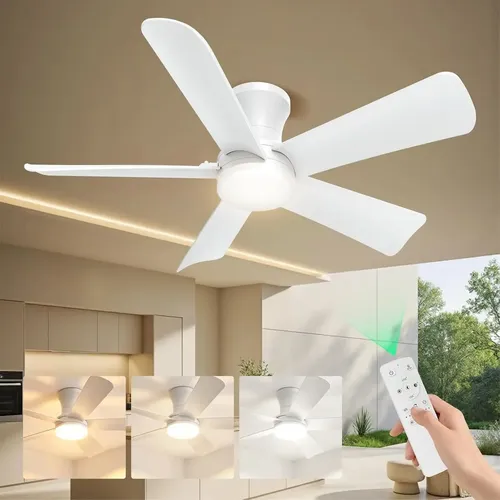 Ventilador de Teto CasaFlow Branco de 42" com Luz LED e Controle Remoto