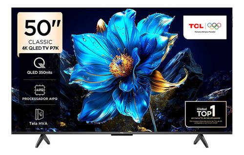 Smart Tv 50 Tcl, 4k Uhd, Qled, Google Tv - 50p7k