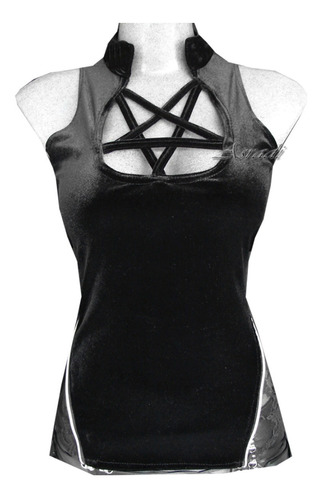 Blusa Pentagrama Terciopelo Halter Gotica Medieval Pagan