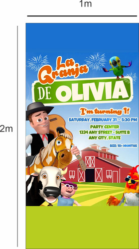 Lona Cumpleaños La Granja De Zenon De 1x2 Personalizada