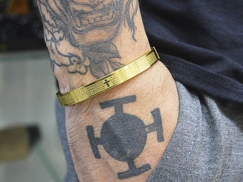 Pulseira Aço Pai Nosso Masculina Stell 316l Dourado Banhado