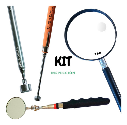 Set:imán Extensible, Espejo Inspección Y Lupa De Mano 2x,6x