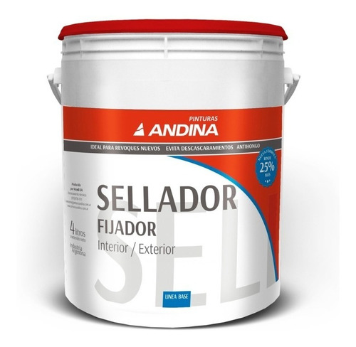 Sellador Fijador Al Agua 4 Litros Andina Interior Exterior