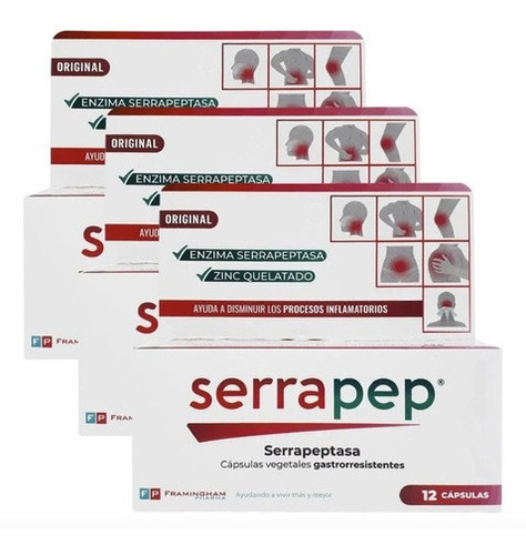 Serrapep Serrapeptasa X 12 Caps Combo X 3