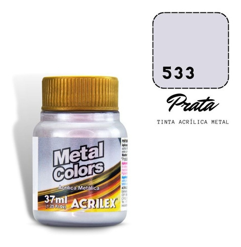 Tinta Acrilica Metal Colors Acrilex 37ml 533 Prata