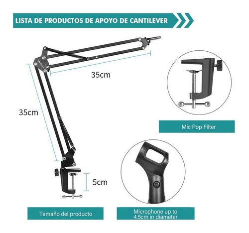 Soporte Brazo Para Grabación Estudio De Condensador