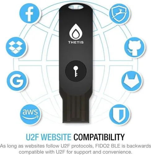 Llave De Seguridad Thetis - U2f Y Fido2, Usb A, Autenticador