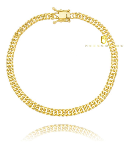 Pulseira Lacraia 10mm Banhada Ouro Discreta Idêntica A Ouro