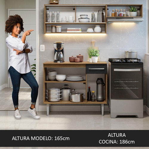 Cocina Integral Completa Modular Madesa Emilly 165cm Mn 02