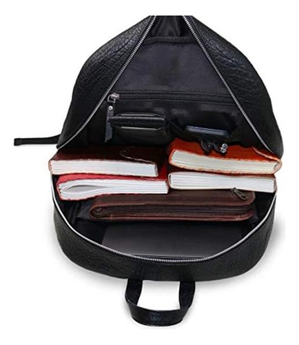 18 Mochila Para Computadora Portátil De Cuero Genuino Negro