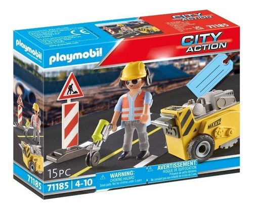 Juego Playmobil City Action Trabajador De Construcción 15 Pc