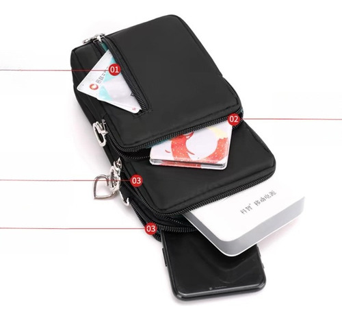 Ny Cartera Mujer Porta Celular Bolsa Ajustable Cierres