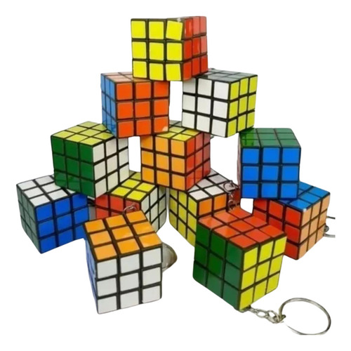 Pack X12  Llaveros Cubo Rubik 3x3 Cotillon   Didactico