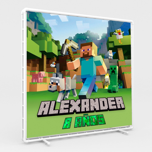 Lona 1 X 1 Metros Personalizada Fiesta Cumpleaños Personajes Minecraft