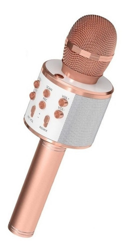 Microfone Sem Fio Youtuber Bluetooth Infantil Reporter Cor Rose gold