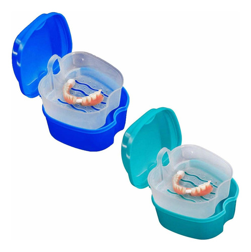 Kiseer 2 Pack Colors Denture Bath Case Cup Box Holder Sto...