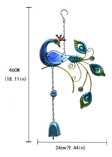 Adorno De Campanilla De Viento De Cristal Con Forma De Pavo