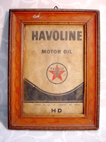 Quadro Americano Propaganda Óleo Havoline Original Dec 40/50