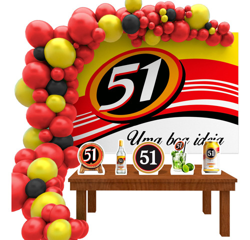 Painel + Display Decoração Festa Cachaça Pinga 51 Aguardente