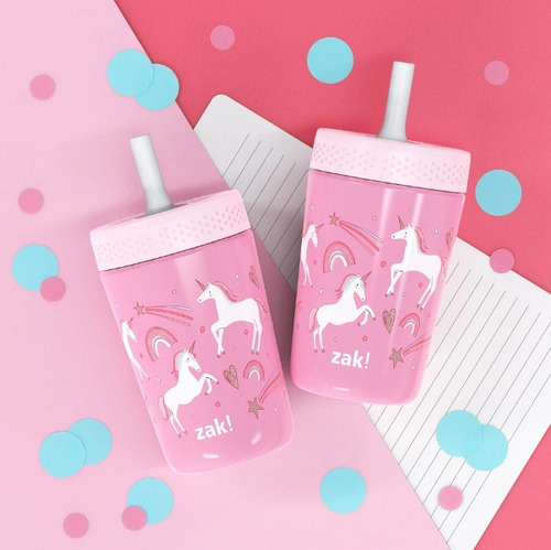 Vaso Termico Para Niños Metalico Bluey / Unicornios 354 Ml Rosa Unicornios