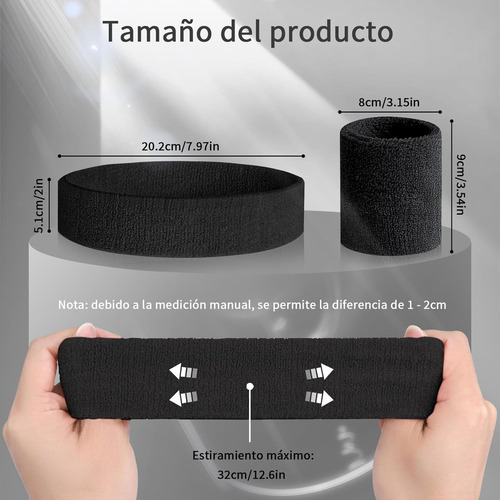 W 3pcs Muñequeras De Sudor, Muñequera De Rizo De Algodón