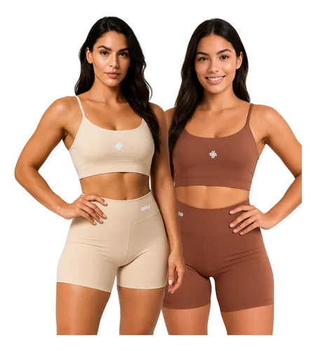 Kit 2 Conjuntos Fitness Feminino De Academia Alta Qualidade 