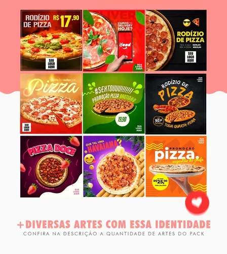 PSD Pizza Social Media Editável Pizzaria Modelo Post Photoshop