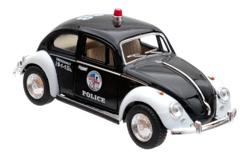 Carrinho Miniatura Da Policia Em Ferro Escala 1/32 De 12cm Cor Fusca Policia