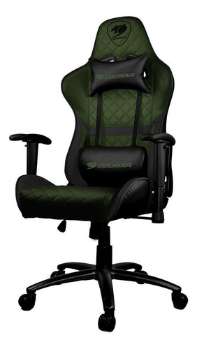 Imagen 2 de 4 de Silla de escritorio Cougar Armor One gamer ergonómica negra y x con tapizado de cuero sintético