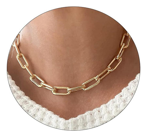 Collar De Oro Tasiso Para Mujer, Collar De Cadena De Oro Sim