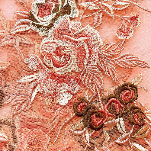 Aplique Flores Color Coral Y Rosa Claro Marrón (coser)