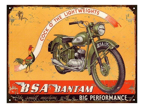 Cartel Chapa Publicidad Antigua 1947 Moto Bsa 125cc L261